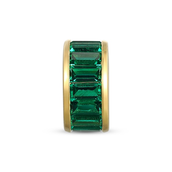 STUDIO BY KAY Baguette-Cut Lab-Created Emerald Rondelle Charm 24K Yellow Gold Vermeil Sterling Silver