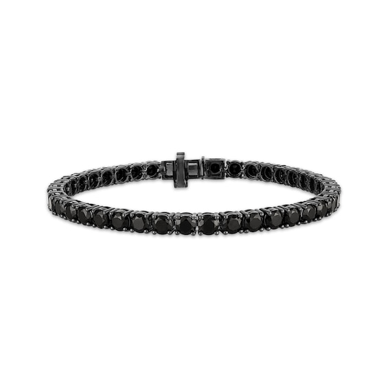 Men's Black Spinel Tennis Bracelet Black Rhodium-Plated Sterling Silver 8.5"