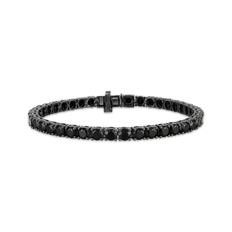 Main Image 1 of Men's Black Spinel Tennis Bracelet Black Rhodium-Plated Sterling Silver 8.5"
