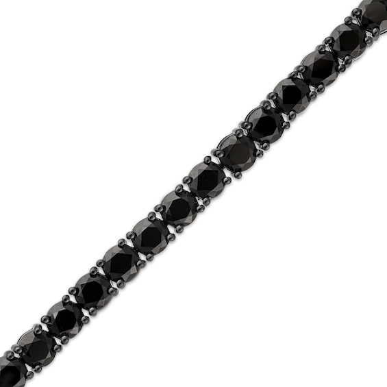 Thumbnail Image 2 of Men's Black Spinel Tennis Bracelet Black Rhodium-Plated Sterling Silver 8.5"