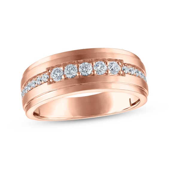 Now + Forever Men's Diamond Wedding Band 1/2 ct tw 10K Rose Gold