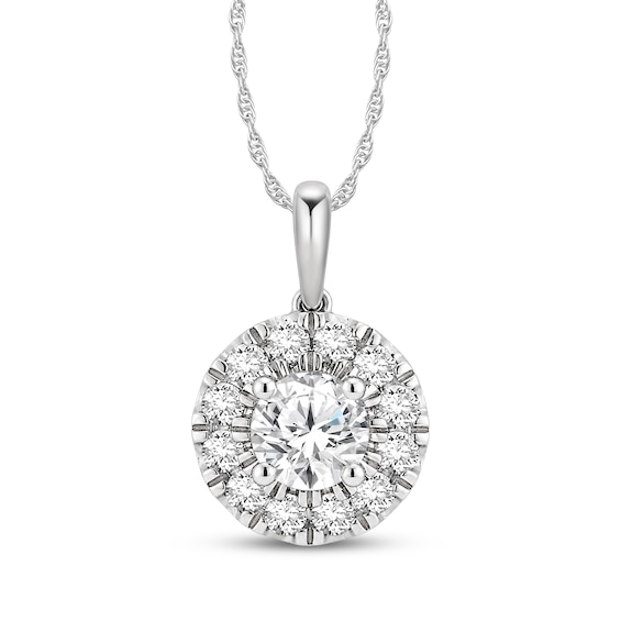 KAY Lab-Grown Diamonds Halo Necklace 1 ct tw 10K White Gold 18"