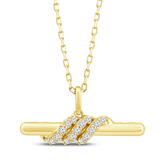 KAY Lab-Grown Diamonds Wave Bar Necklace 1/6 ct tw 10K Yellow Gold 18"