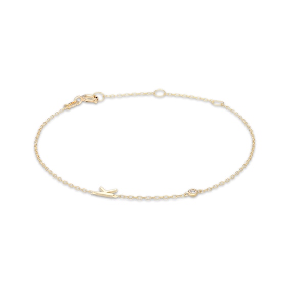 Rocksbox The Sideways Initial Lab-Grown Diamond "K" Bracelet 24K Yellow Gold Vermeil Sterling Silver 8"