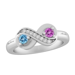 Birthstone Couple's Infinity Ring (2 Stones and Lines)