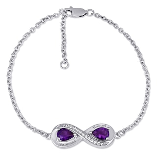 Birthstone Couple's Infinity Bracelet (2 Stones and Lines)