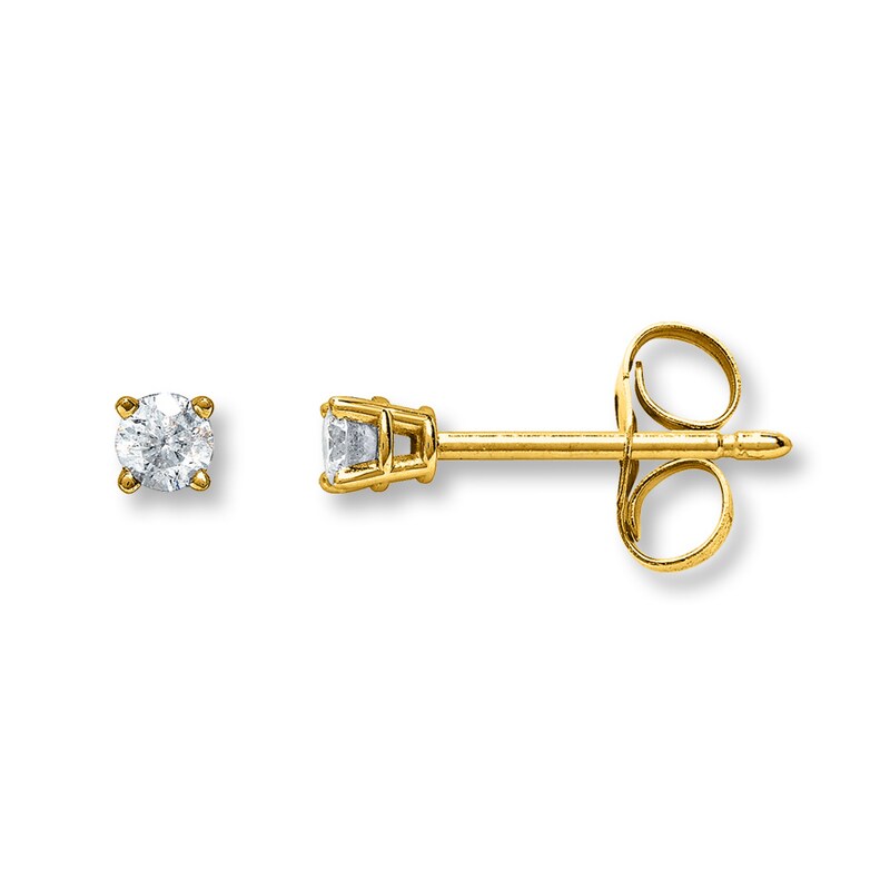 14 Karat Yellow Gold Diamond Stud Earrings 1/20 CT