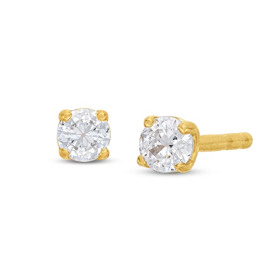 Kay Solitaire Diamond Earrings 1/10 ct tw Round-cut 14K Yellow Gold