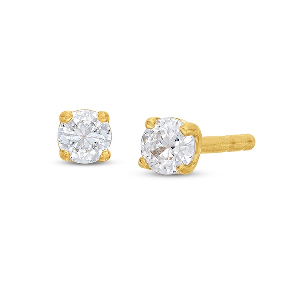 Solitaire Diamond Earrings 1/10 ct tw Round-cut 14K Yellow Gold (I/I2