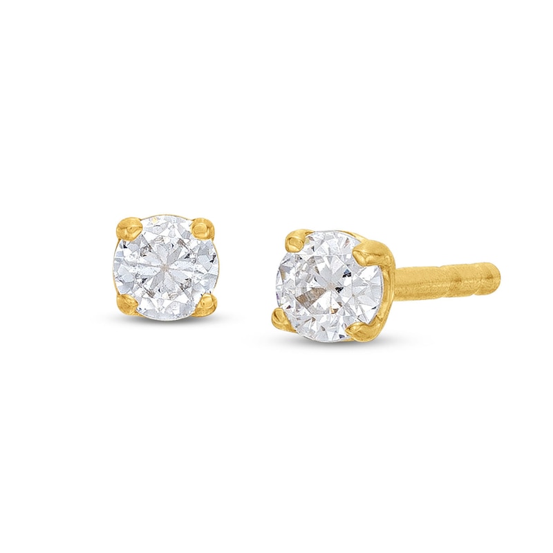 Solitaire Diamond Earrings 1/10 ct tw Round-cut 14K Yellow Gold