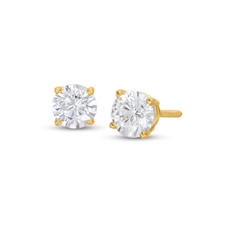 Round-Cut Diamond Solitaire Stud Earrings 1 ct tw 14K Yellow Gold (I/I2)