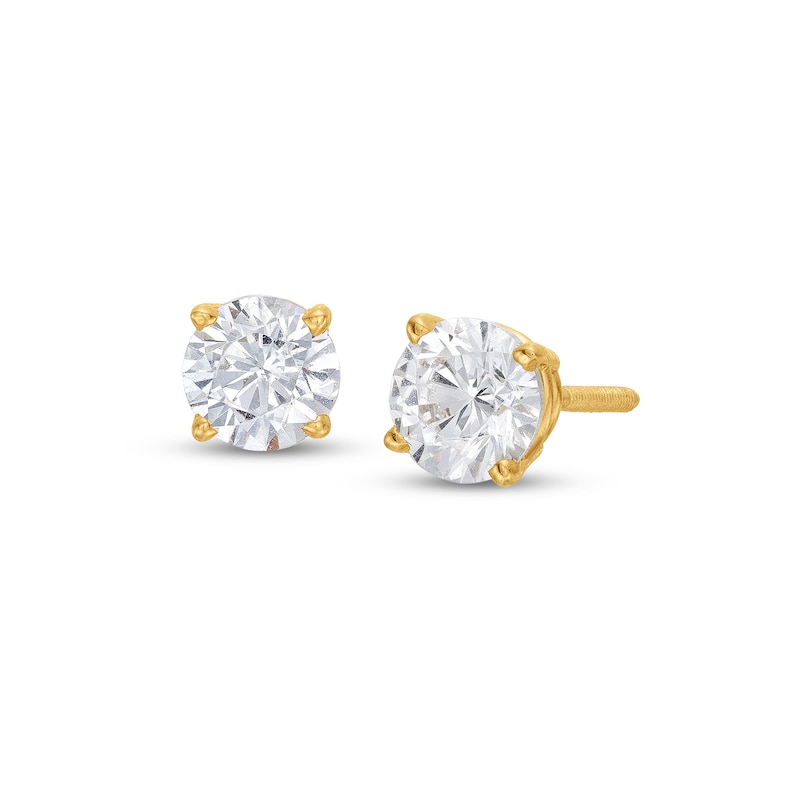 Diamond Solitaire Earrings 1 ct tw Round-cut 14K Yellow Gold (I/I2)