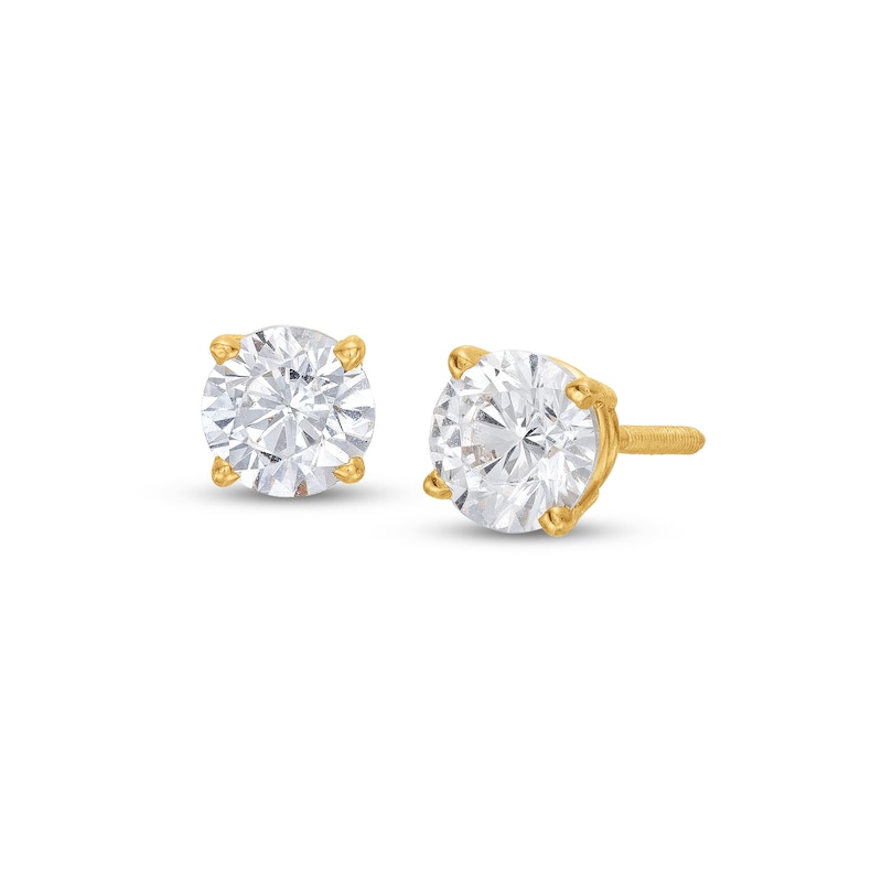Main Image 1 of Diamond Solitaire Earrings 1 ct tw Round-cut 14K Yellow Gold (I/I2)
