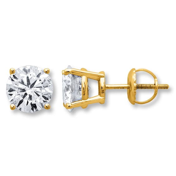 Diamond Solitaire Earrings 1-1/2 cttw Round-cut 14K Yellow Gold (I/I3)