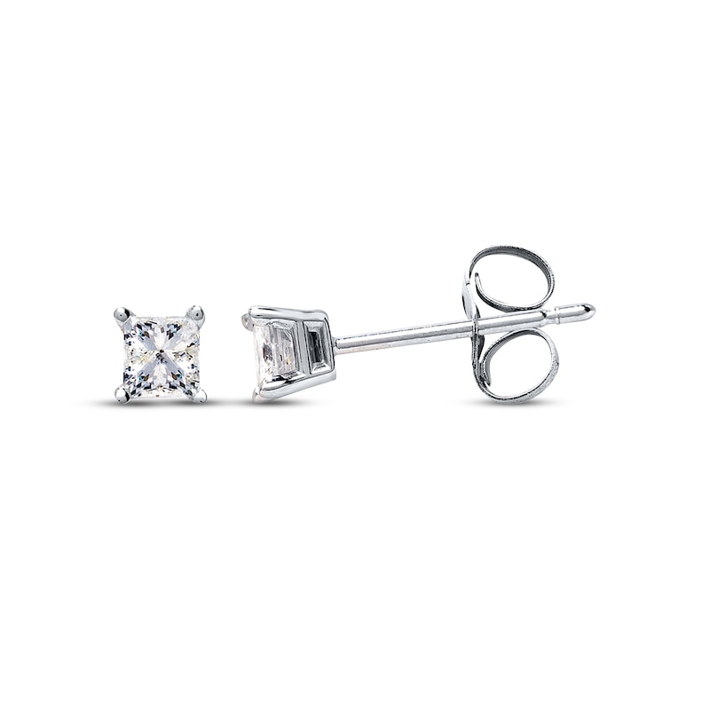 14K Square Cut Diamond Earring