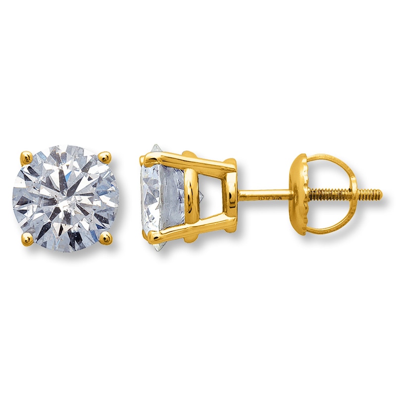 Main Image 1 of Diamond Solitaire Earrings 2 ct tw Round-cut 14K Yellow Gold (I/I2)