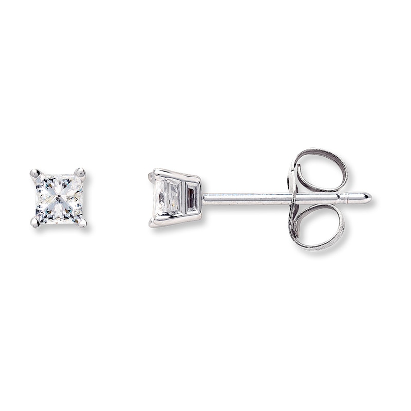 Diamond Solitaire Earrings 1/8 cttw Princess-cut 10K White Gold (J/I3)