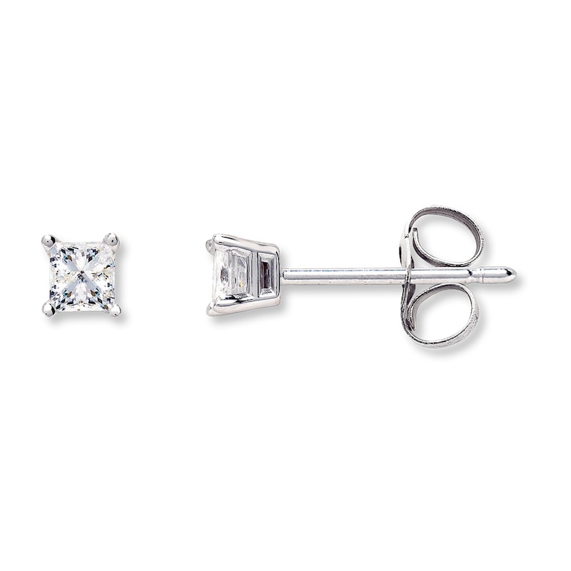 Main Image 1 of Diamond Solitaire Earrings 1/8 cttw Princess-cut 10K White Gold (J/I3)
