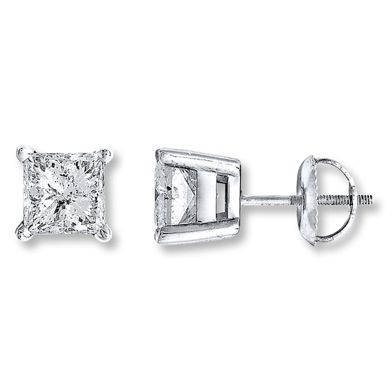 Diamond Earrings 1-1/4 ct tw Princess-cut 14K White Gold (I/I2)