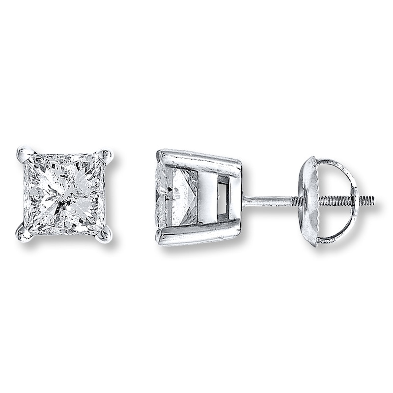 Diamond Earrings 1-1/4 ct tw Princess-cut 14K White Gold (I/I2)
