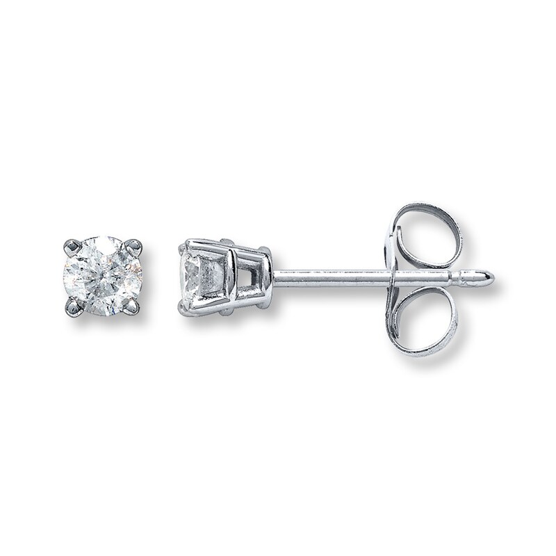 Main Image 1 of Diamond Solitaire Earrings 1/5 ct tw Round-cut 14K White Gold (K/I2)