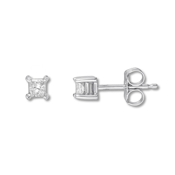 Diamond Solitaire Earrings 1/5 cttw Princess-cut 14K White Gold (I/I2)