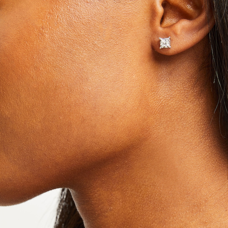 Main Image 3 of Radiant Reflections 1/2 ct tw Diamonds 10K White Gold Earrings (J/I3)