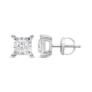 Radiant Reflections Princess-Cut Diamond Solitaire Stud Earrings 1 ct tw 10K White Gold Earrings (J/I3)
