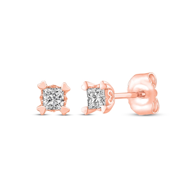Main Image 1 of Diamond Earrings 1/4 ct tw Princess-cut 14K Rose Gold (I/I2)