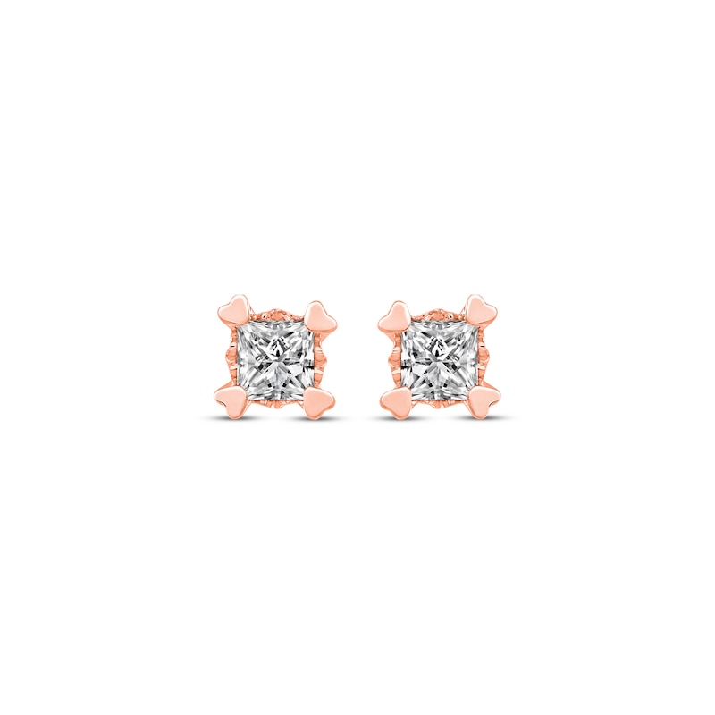 Main Image 2 of Diamond Earrings 1/4 ct tw Princess-cut 14K Rose Gold (I/I2)