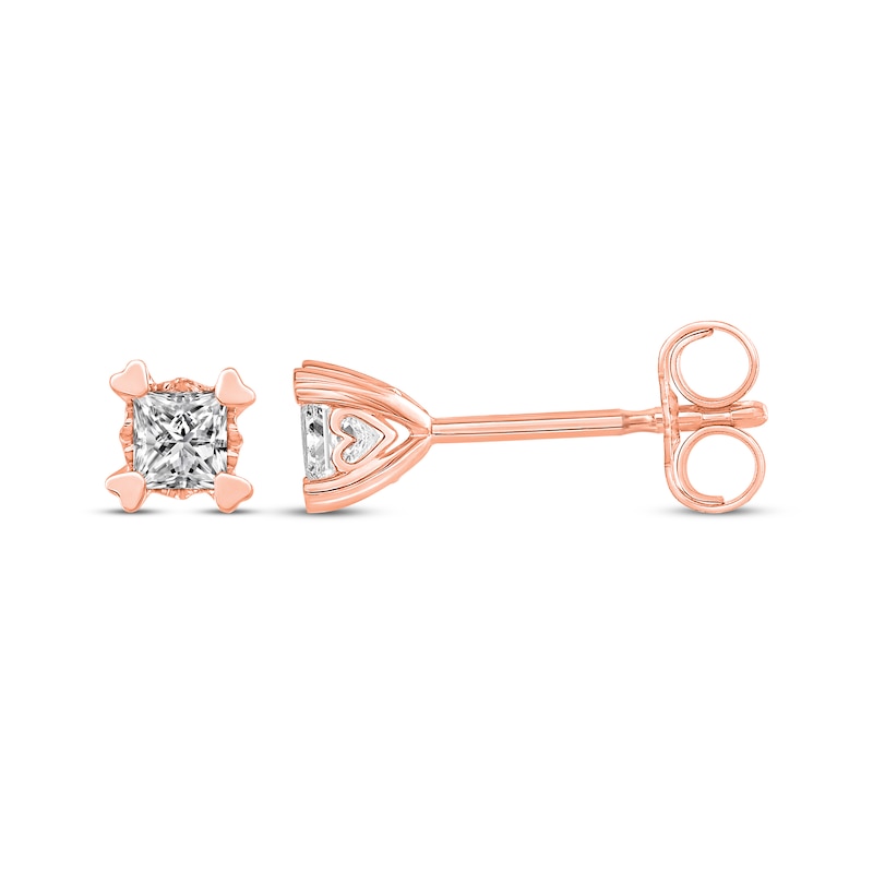Main Image 3 of Diamond Earrings 1/4 ct tw Princess-cut 14K Rose Gold (I/I2)