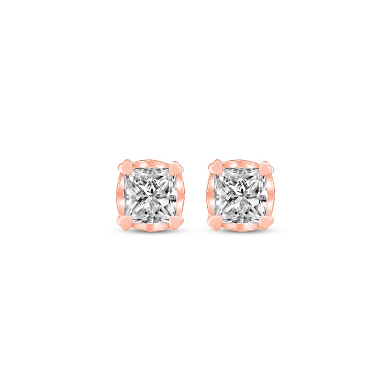 Main Image 2 of Diamond Earrings 1/2 ct tw Princess-cut 14K Rose Gold (I/I2)