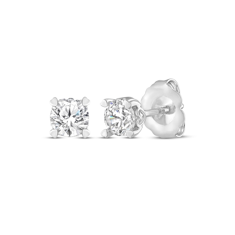 Round Shape Stud Earrings In 14K White Gold Over Sterling Silver 2 Ct 
