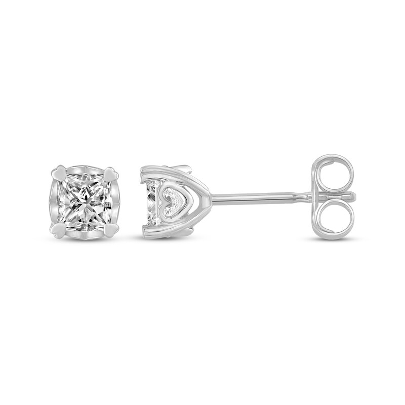 Main Image 3 of Diamond Earrings 1/2 ct tw Princess-cut 14K White Gold (I/I2)