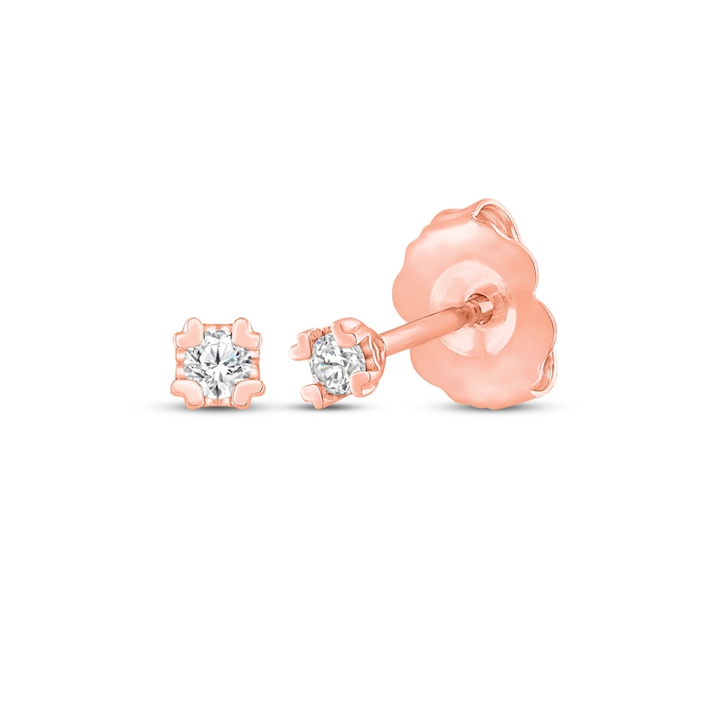 Main Image 1 of Diamond Solitaire Earrings 1/10 ct tw 14K Rose Gold (I/I2)