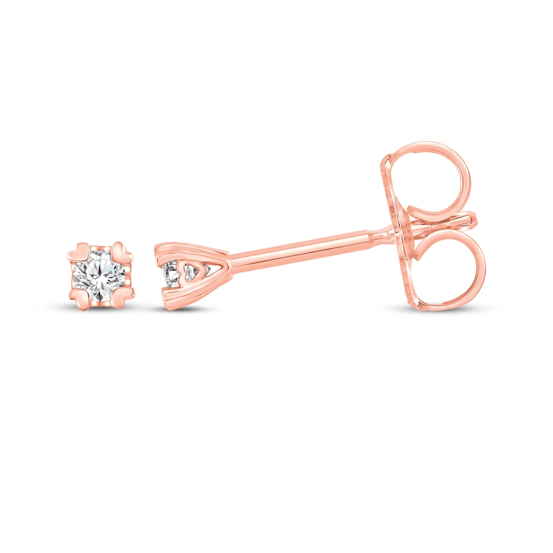 Main Image 3 of Diamond Solitaire Earrings 1/10 ct tw 14K Rose Gold (I/I2)