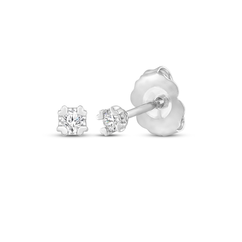 Diamond Solitaire Earrings 1 10 Ct Tw 14k White Gold Womens