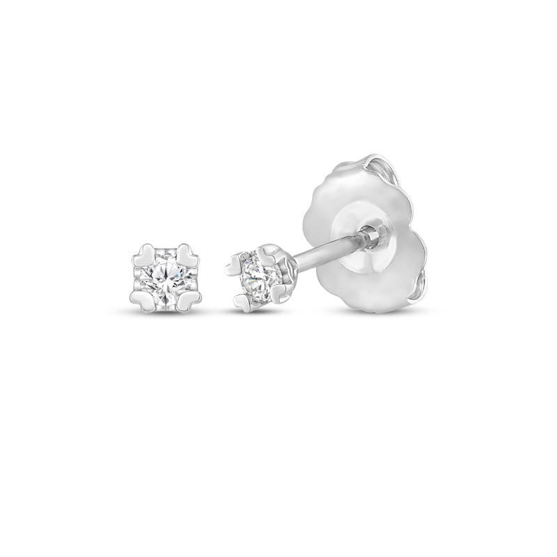 Children's Diamond Stud Earrings Screw Back .14TCW | 14K White Gold