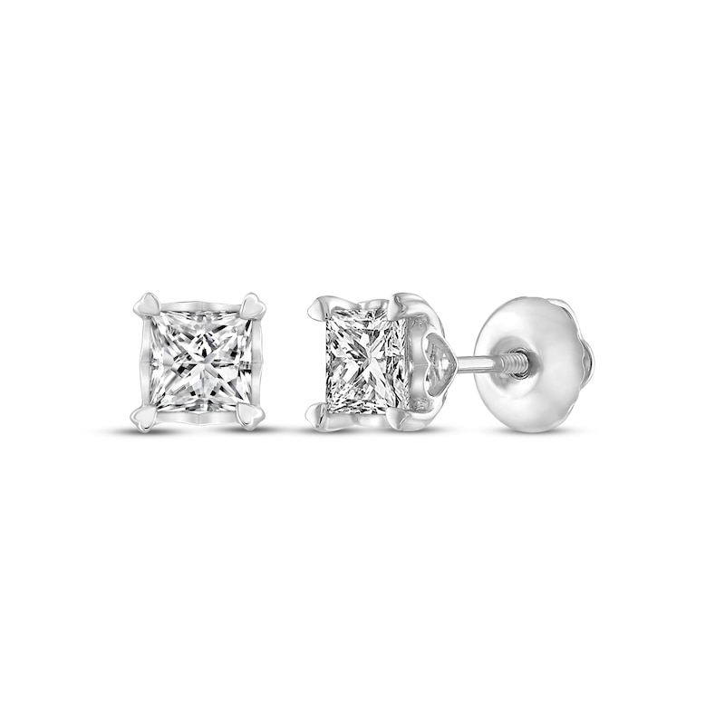 Main Image 1 of Diamond Solitaire Earrings 3/4 cttw Princess-cut 14K White Gold (I/I3)