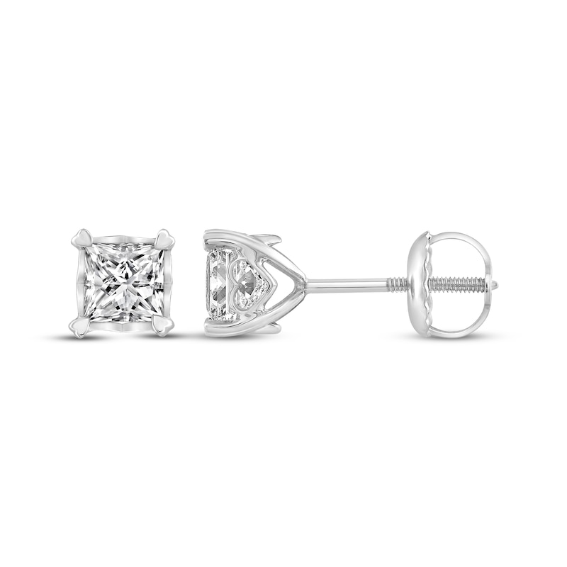 Diamond Solitaire Earrings 3/4 cttw Princess-cut 14K White Gold (I/I3)