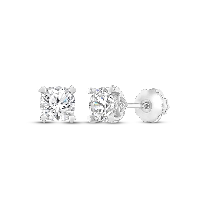 Main Image 1 of Solitaire Earrings 1 ct tw Diamonds 14K White Gold (I/I2)
