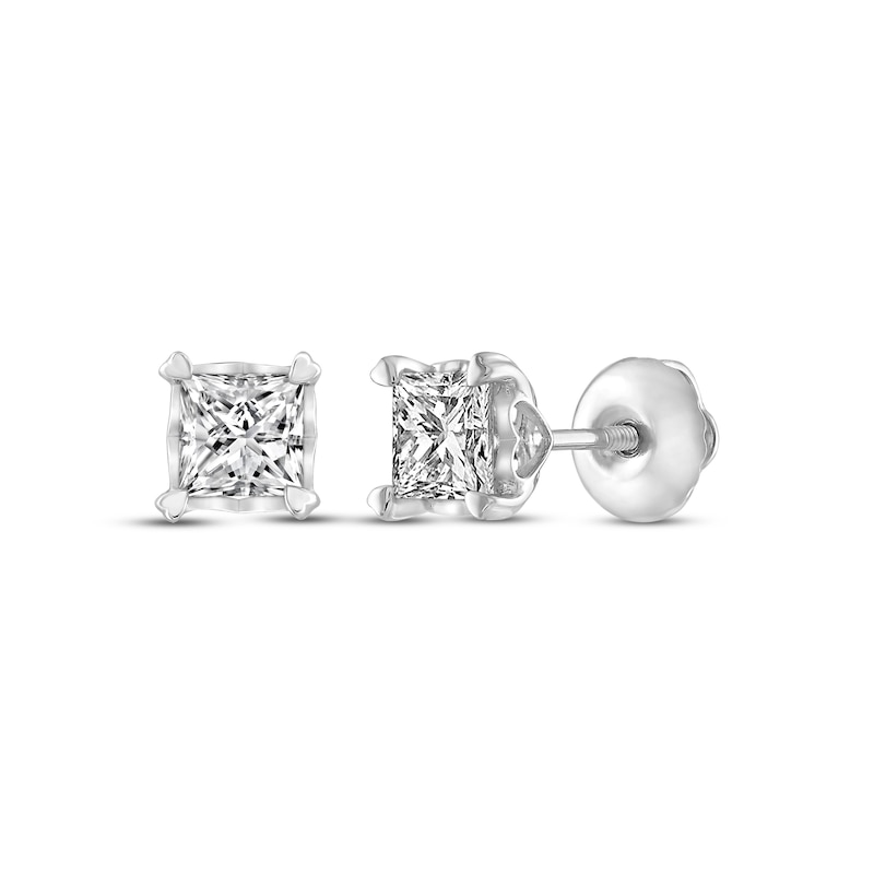 Diamond Solitaire Earrings 1 ct tw Princess-cut 14K White Gold (I/I2)