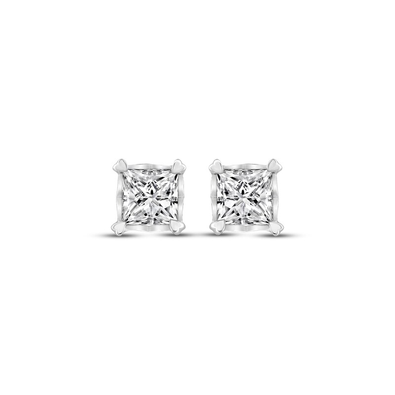 Main Image 2 of Diamond Solitaire Earrings 1 ct tw Princess-cut 14K White Gold (I/I2)