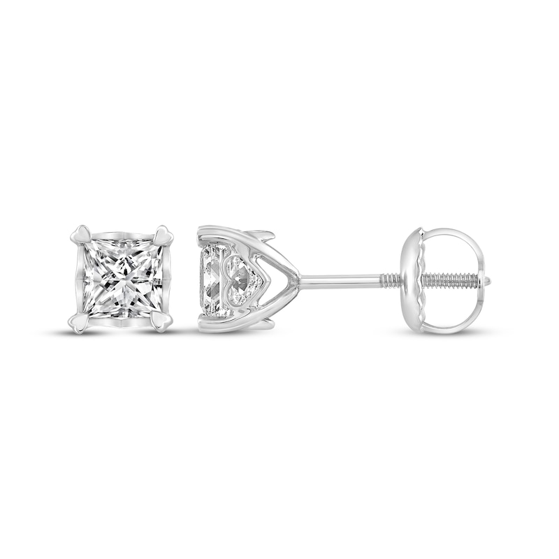 Diamond Solitaire Earrings 1 ct tw Princess-cut 14K White Gold (I/I2)