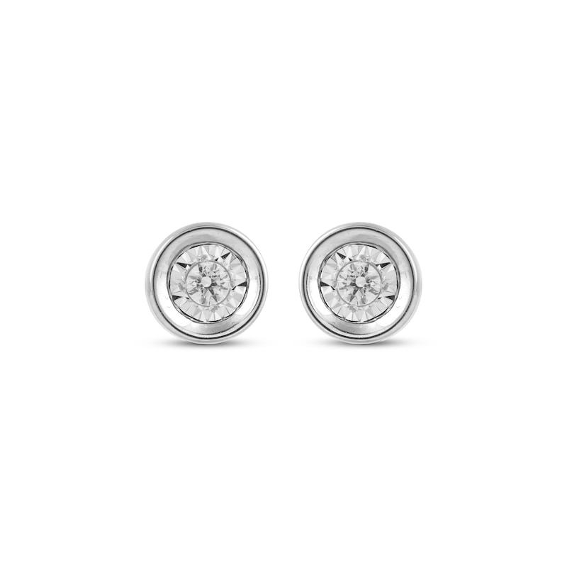 Main Image 2 of Diamond Solitaire Earrings 1/10 ct tw Round-cut Sterling Silver (J/I3)