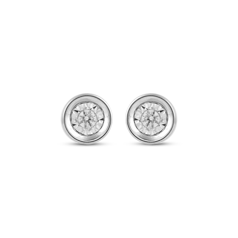 Diamond Solitaire Earrings 1/10 ct tw Round-cut Sterling Silver (J/I3)