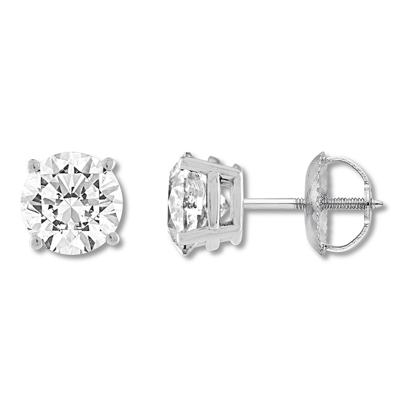 Diamond Solitaire Earrings 3 ct tw Round-cut 14K White Gold (I/I2)