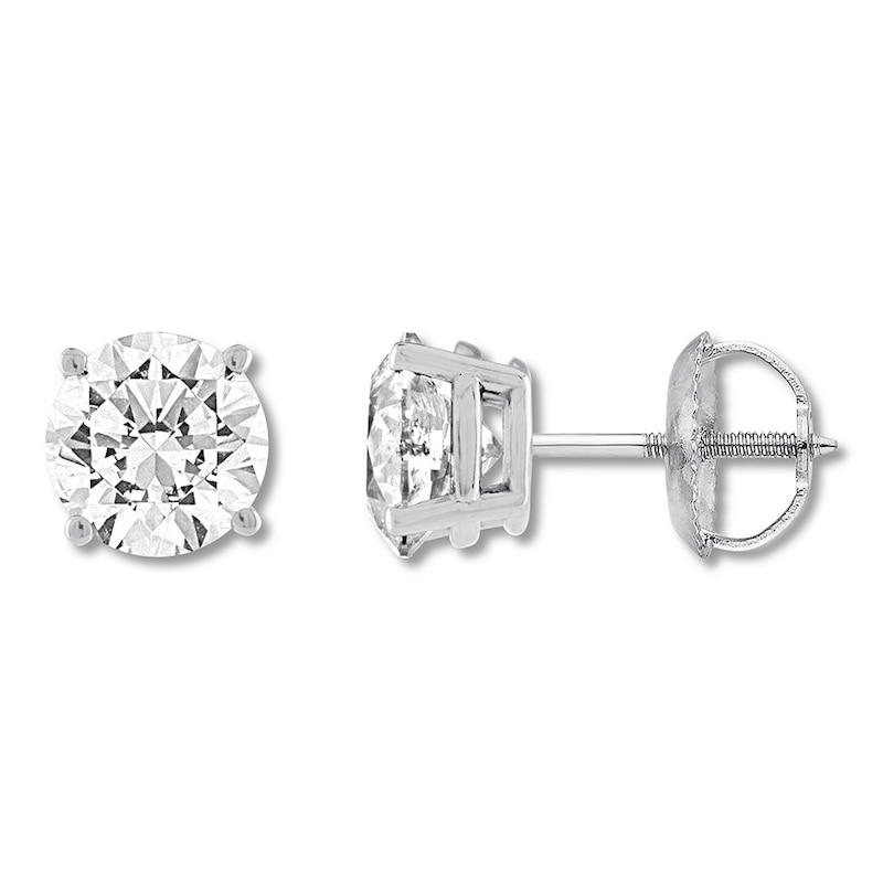 Main Image 1 of Diamond Solitaire Earrings 3 ct tw Round-cut 14K White Gold (I/I2)