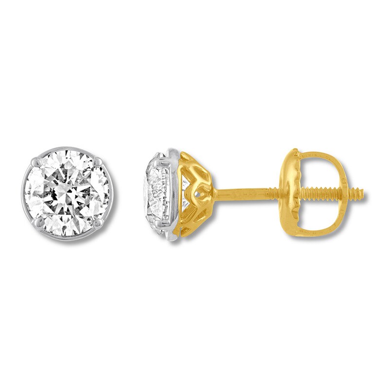 Diamond Solitaire Earrings 1 Carat Tw 14k Two Tone Gold Womens