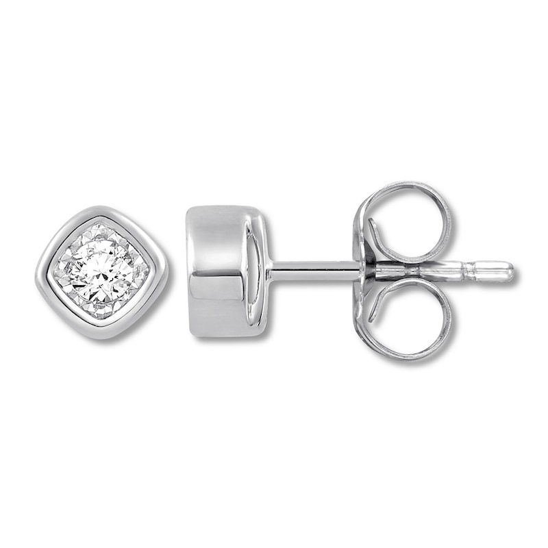 Main Image 1 of Diamond Solitaire Earrings 1/10 ct tw Round-cut Sterling Silver (I/I3)